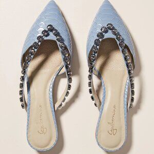 Anthropologie Blue Embellished Mules